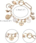 FANZE Vintage Roman Cameo Coins Moon Star Paperclip Lucky Gold Chain Charm Brace... - Image 4