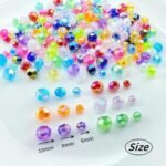 300pcs 8mm Acrylic Faceted Round Beads AB Colors Glossy Acrylic Beads Round Spac... - Image 3