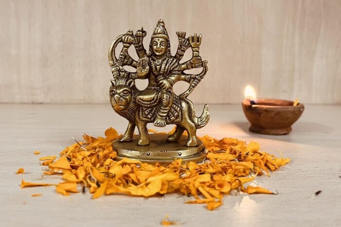 Craftsofindia® Goddess Durga Small Brass Statue - Divine Décor, 3-inch Handcraft... - Image 3