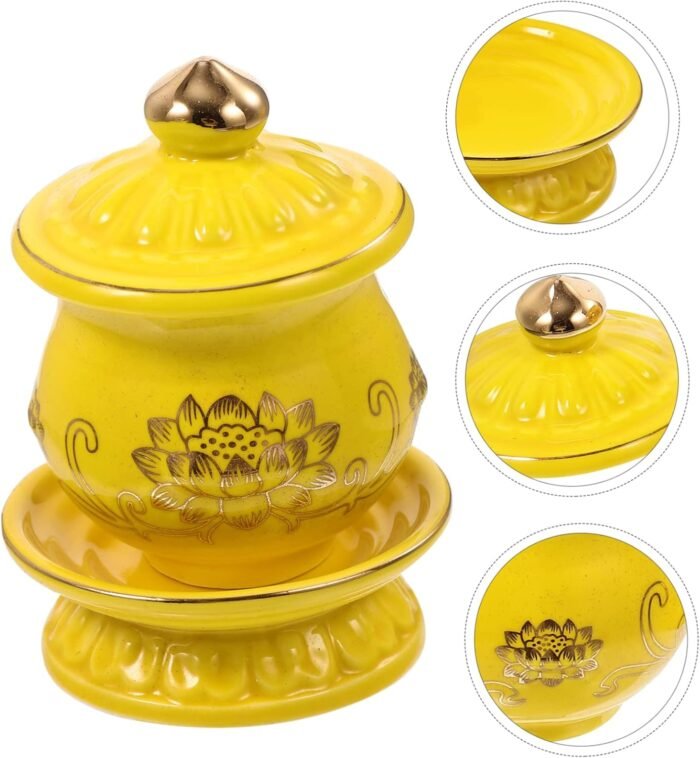 VOSAREA Ceramic Holy Water Bottle for Rituals - Meditation and Offerings - Elega... - Image 5