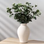 LUKA Ceramic Rustic Farmhouse Vase, 9.2 inch Whitewashed Terracotta Vase, Potter... - Image 5