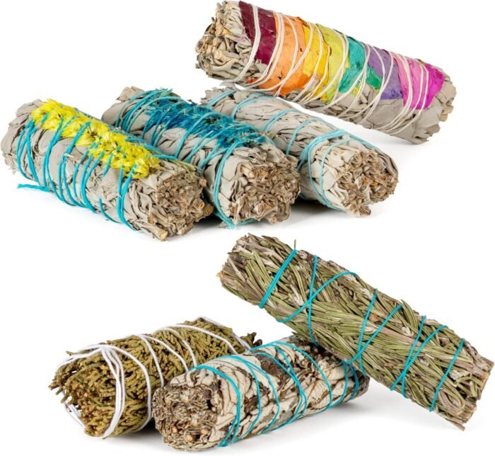 10 Sage Smudge Kit - Flower Sage, White Sage, Blue Sage, Yerba Santa, Cedar, Jun... - Image 7