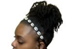Cowrie Shell Adjustable Headband, Natural Hair Accessory, Cowry Headband, Afroce... - Image 3