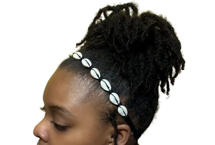 Cowrie Shell Adjustable Headband, Natural Hair Accessory, Cowry Headband, Afroce... - Image 3