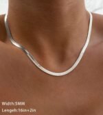 DEARMAY 14K Gold Necklaces for Women, Dainty Gold Herringbone Choker Necklace fo... - Image 3