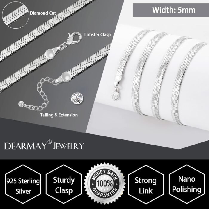 DEARMAY 14K Gold Necklaces for Women, Dainty Gold Herringbone Choker Necklace fo... - Image 4