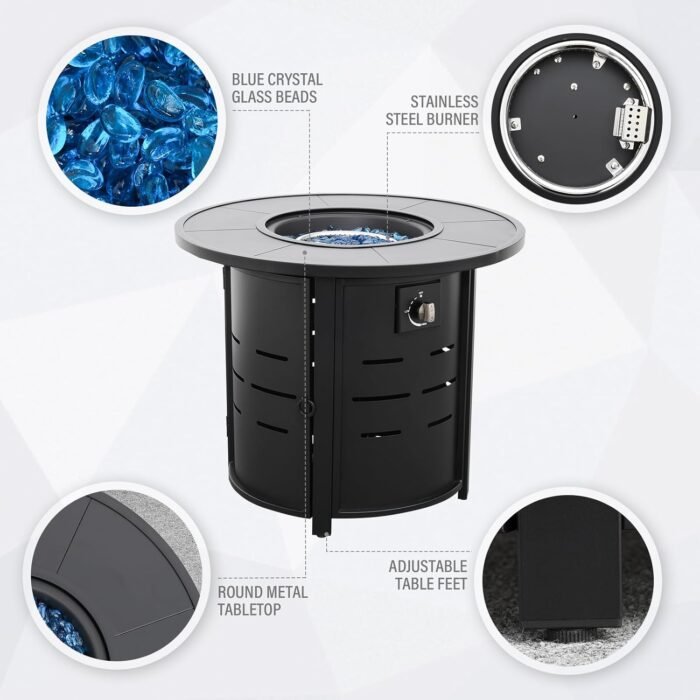 30 Inch Fire Tables Round Tabletop 50000 BTU Outdoor Fire Pits for Outside Steel... - Image 4