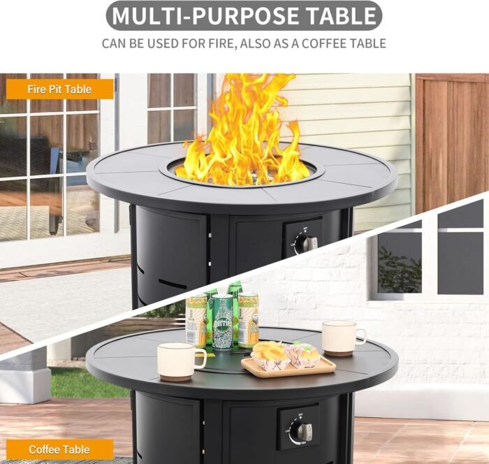 30 Inch Fire Tables Round Tabletop 50000 BTU Outdoor Fire Pits for Outside Steel... - Image 6