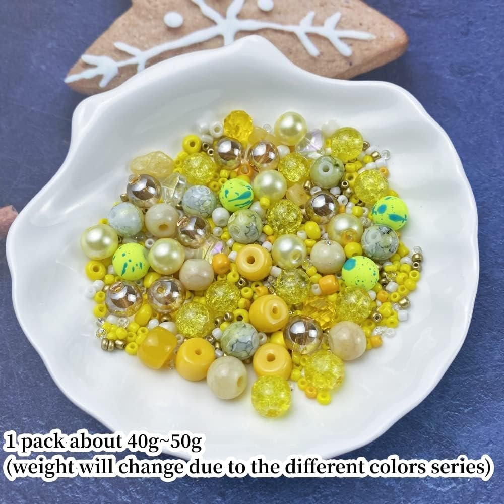 Assorted Glass Resin Beads Multi Size Colors Smooth Cracked Gravel Millet Spacer... - Image 3