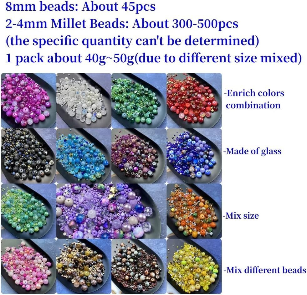 Assorted Glass Resin Beads Multi Size Colors Smooth Cracked Gravel Millet Spacer... - Image 7