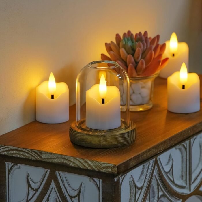 6 Pack Battery Operated Auto Daily Timer White Plastic LED Flameless Votive Cand... - Image 5