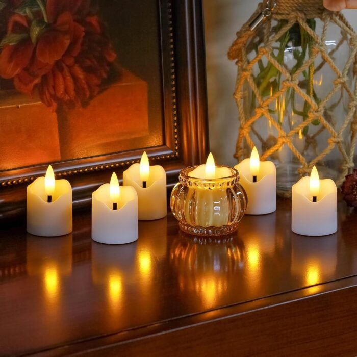 6 Pack Battery Operated Auto Daily Timer White Plastic LED Flameless Votive Cand... - Image 7