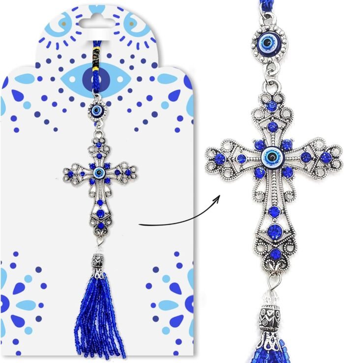 LUCKBOOSTIUM Cross Evil Eye Car Charm - Rearview Mirror Hanging Ornament, Crysta... - Image 10