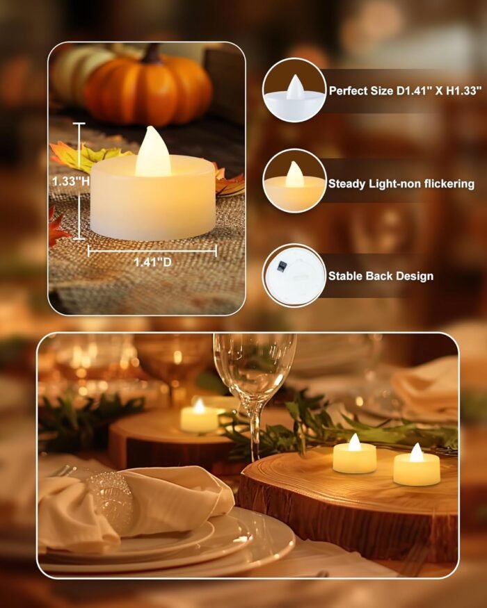 Amagic 150 Pack Battery Operated Tea Lights Candles, Fake Tealights Candles, Fla... - Image 3