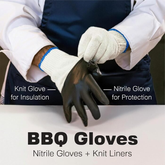 Raxwell BBQ Gloves - 6 Heat Resistant Cotton Liners + 100 Nitrile Food Prep Glov... - Image 3