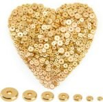 250Pcs 18K Gold Filled Flat Round Spacer Beads, Tiny Rondelle Coin Disc Loose Be... - Image 2