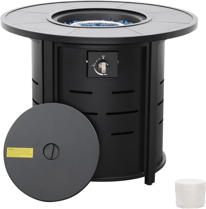 30 Inch Fire Tables Round Tabletop 50000 BTU Outdoor Fire Pits for Outside Steel... - Image 2