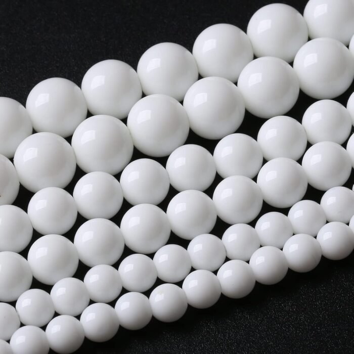 45PCS 8MM Natural White Agate Stone Beads Round Shape Suitable for Jewelry DIY B... - Image 2
