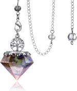 7 Chakra Crystal Dowsing Pendulum Reiki Life Tree 6 Faceted Pointed Pendulum Scr... - Image 2