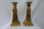 8" H Hand-Painted Porcelain Candle Holder Pair- Satsuma Style Variant 2 - Image 2