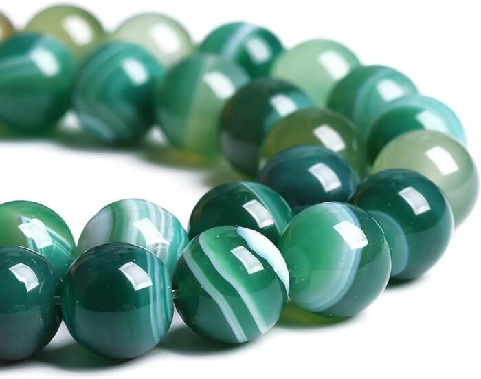 8MM 45PCS Natural Stone Green Agate Onyx Loose Beads for Jewelry Making DIY Brac... - Image 2