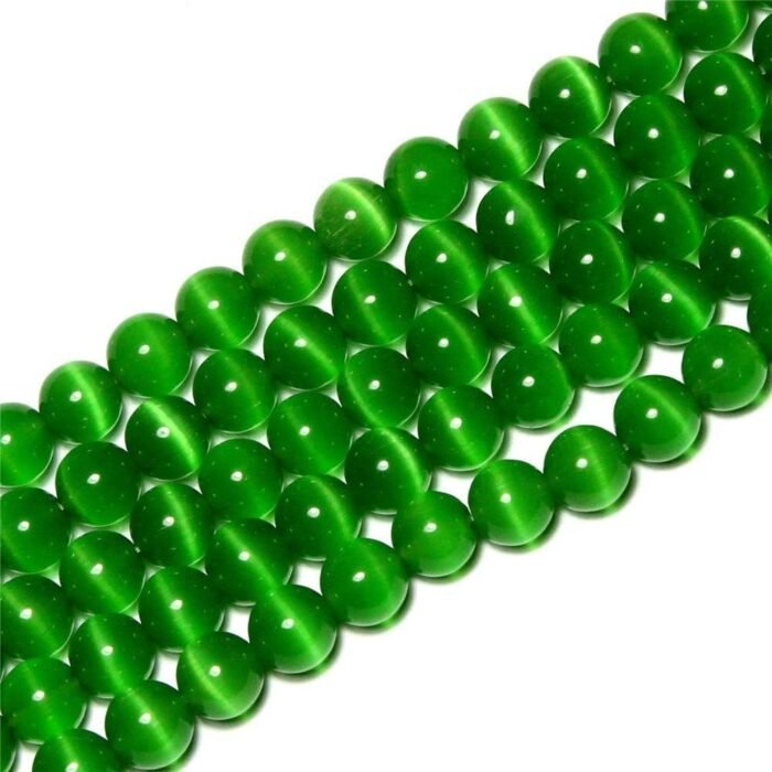 8mm Dark Green Cat Eye Beads Round Semi Precious Gemstone Loose Beads for Jewelr... - Image 2