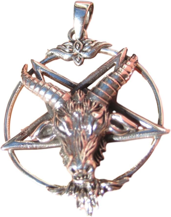 925 Silver Goat Baphomet Inverted Satanic Pentagram Pendant Necklace - Image 2