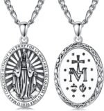 925 Sterling Silver St Michael/Virgin Mary Pendant Necklace, Religious Amulet Je... - Image 2