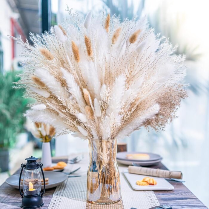95 PCS Natural Pampas Grass Decor Bouquet | Boho Dried Floral Arrangement Center... - Image 2