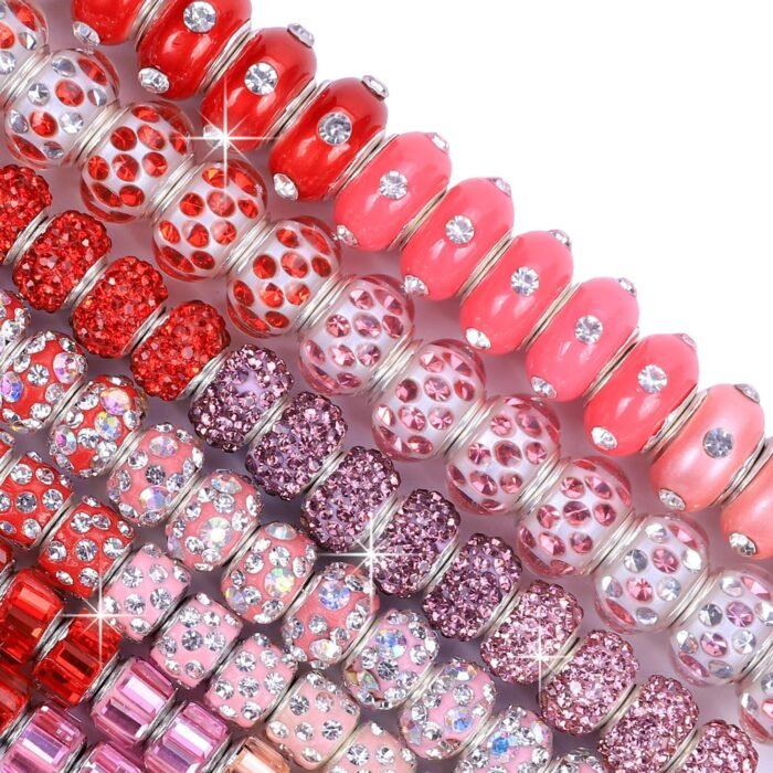 Aipridy 90 Pieces Lucky Beads Pearls and Glass Rhinestones Amber Spacer European... - Image 2