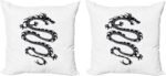 Ambesonne Japanese Dragon Throw Pillow Cushion Cover Pack of 2, Black Silhouette... - Image 2