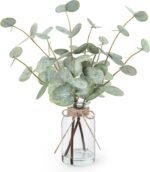 Artificial Eucalyptus Stems in Glass Vase with Faux Water, 13.5” Fake Plants for... - Image 2