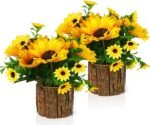 Artificial Flowers Fake Silk Sunflower Flower in Planters Flower Vase Small Rust... - Image 2