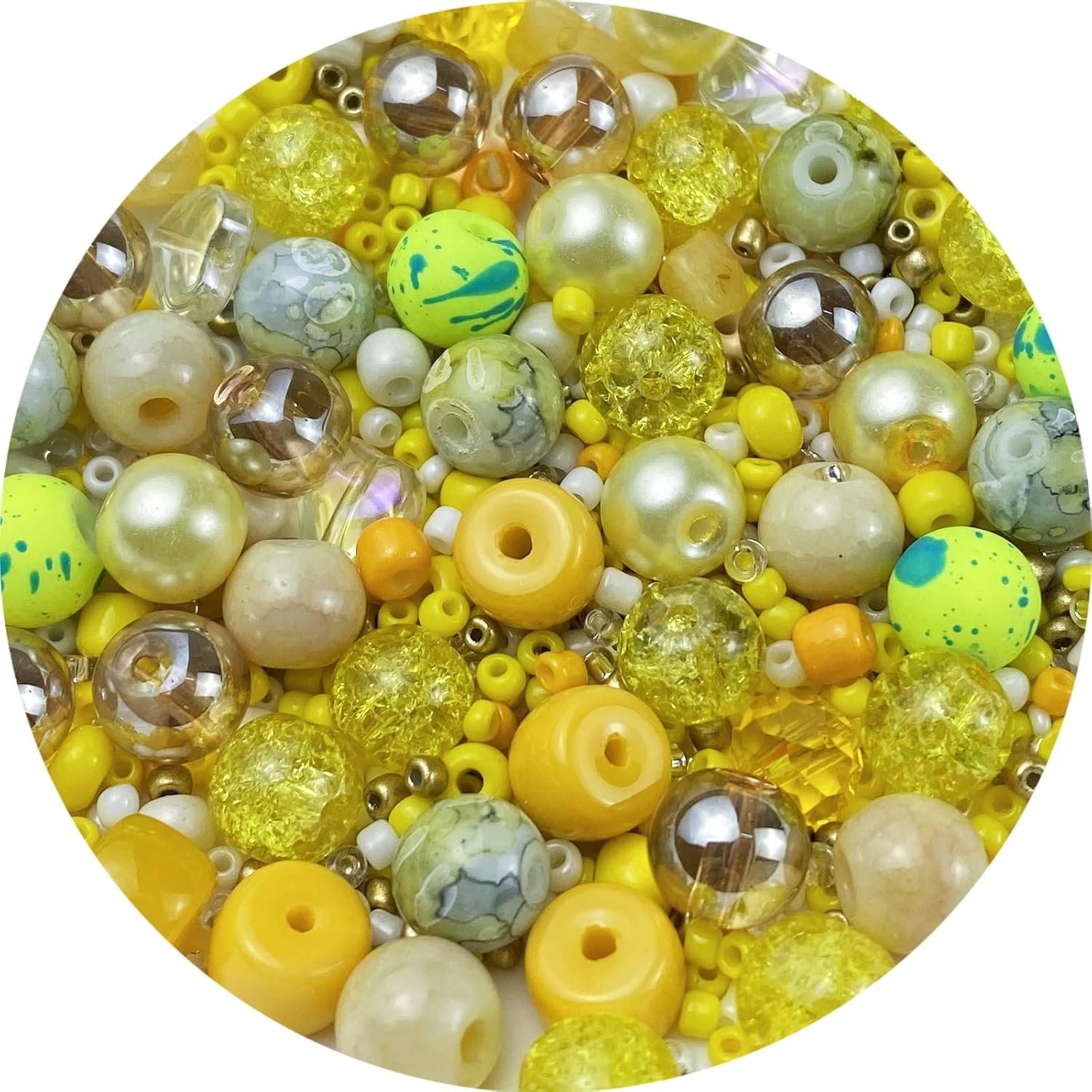 Assorted Glass Resin Beads Multi Size Colors Smooth Cracked Gravel Millet Spacer... - Image 2