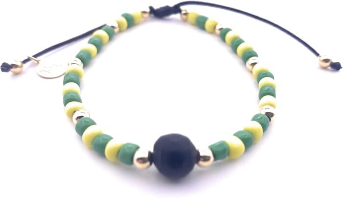 Babalawo Ide of Orula Bracelet with Natural Azabache Perfect Duo for Santeria Re... - Image 2