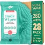 Body Wipes - (28 Packs) - 280 XL Bath Wipes for Adults No Rinse, Adult Wipes for... - Image 2