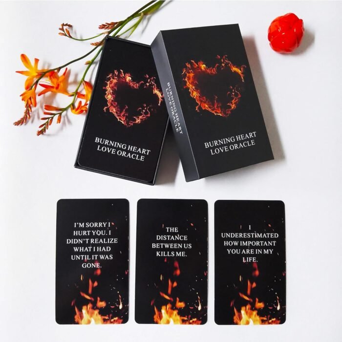 Burning Heart Love Oracle Cards Deck, Twin Flame Oracle Cards, Oracle Deck Help ... - Image 2