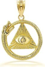 Certified 14k Gold Ouroboros Snake The eye Of Horus/Ra All Seeing Eye Pendant Ch... - Image 2