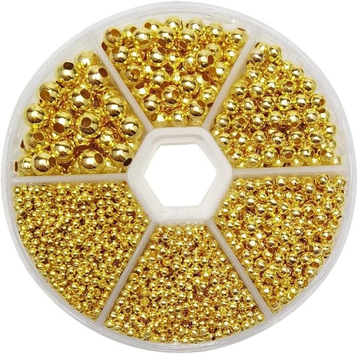 Chenkou Craft 1Box 1950pcs Assorted of 6 Sizes Metal Tinny Spacer Beads Jewelry ... - Image 2