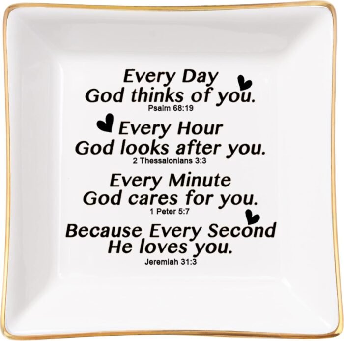 Christian Gifts for Women Faith Jewelry Dish with Bible Verse Prayers, Religious... - Image 2