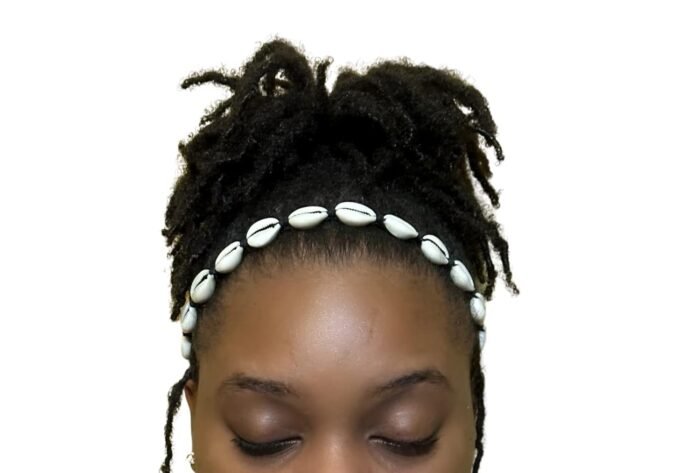Cowrie Shell Adjustable Headband, Natural Hair Accessory, Cowry Headband, Afroce... - Image 2