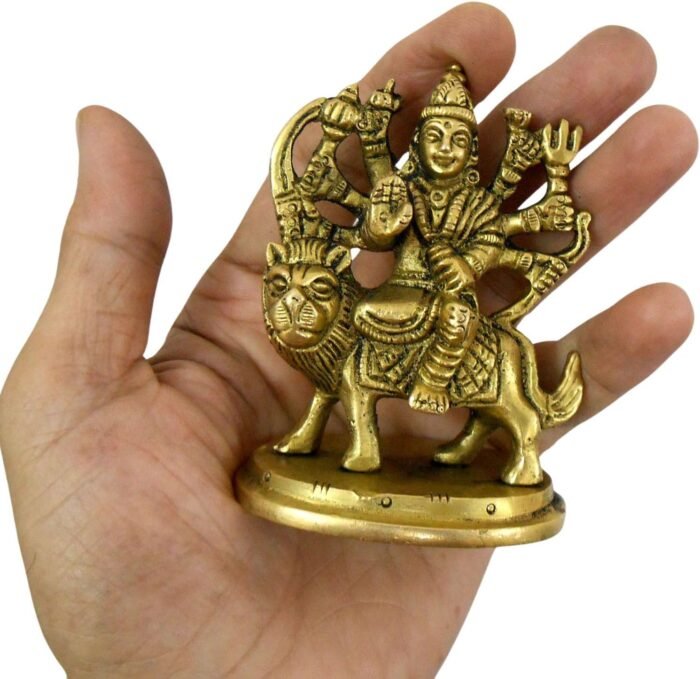 Craftsofindia® Goddess Durga Small Brass Statue - Divine Décor, 3-inch Handcraft... - Image 2