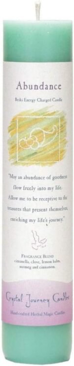 Crystal Journey Reiki Charged Herbal Magic Pillar Candle - Abundance - Made with... - Image 2