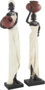 Deco 79 Polystone Woman Decorative Sculpture Standing African Home Decor Statues... - Image 2