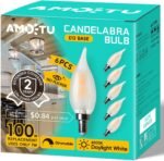 E12 7W Equivalent Frosted LED Candelabra Bulb, CA10 Candle, 4000K Bright White, ... - Image 2