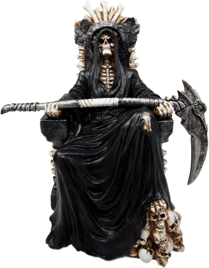 Ebros Gift Black Holy Death Grim Reaper Sitting On Skeleton Throne Figurine 10.5... - Image 2