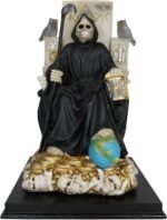 Ebros Gift Black Santa Muerte Holding Scythe Seated On Throne Altar Statue 10.5"... - Image 2
