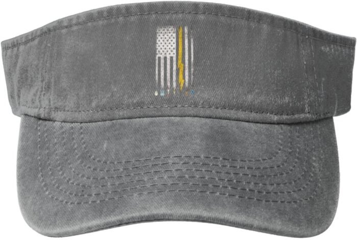 Electrician US Flag Tools for Electricians Washed Denim Visor Hat for Men & Wome... - Image 2
