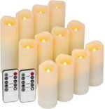 Enido 12 Pc Flameless LED Candles with Remote & Timer, Outdoor Waterproof, Flick... - Image 2