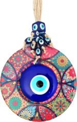 Erbulus Evil Eye Decor Mandala Wall Hanging - 5.1" Wooden Circle - Turkish Nazar... - Image 2